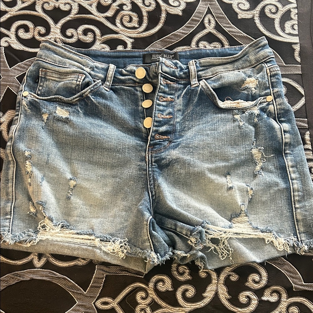 Judy Blue Light Blue Distressed Jean Shorts